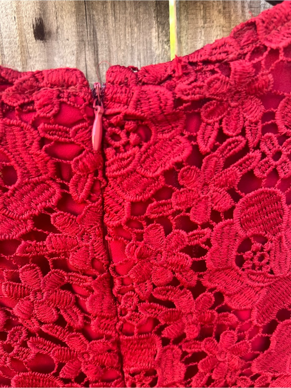 CeCe Mulberry Red Lace Dress with Bow Accents - Picture 12 of 12
